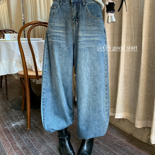 GS.GOOD START-髦休闲洗水猫抓纹百搭牛仔裤(不含上衣+包包)D3097