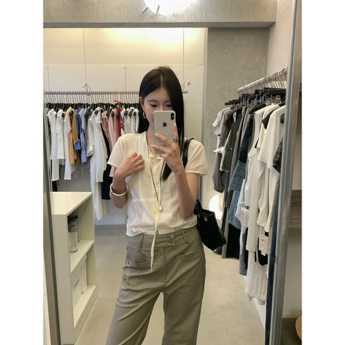 MZI STUDIO-季清透v领系带钮扣淑女感甜美温柔气质小衫157787-1#