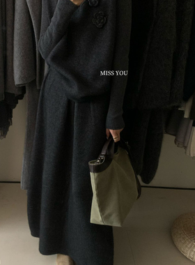 MISS YOU茶花针织马甲+半身裙两件套装（含8.6绵羊毛浣熊绒33077