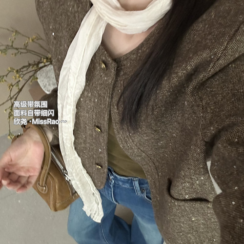 Miss Rao欣尧AOT-色细闪羊毛呢小香风短外套(单卖短外套)65225-1