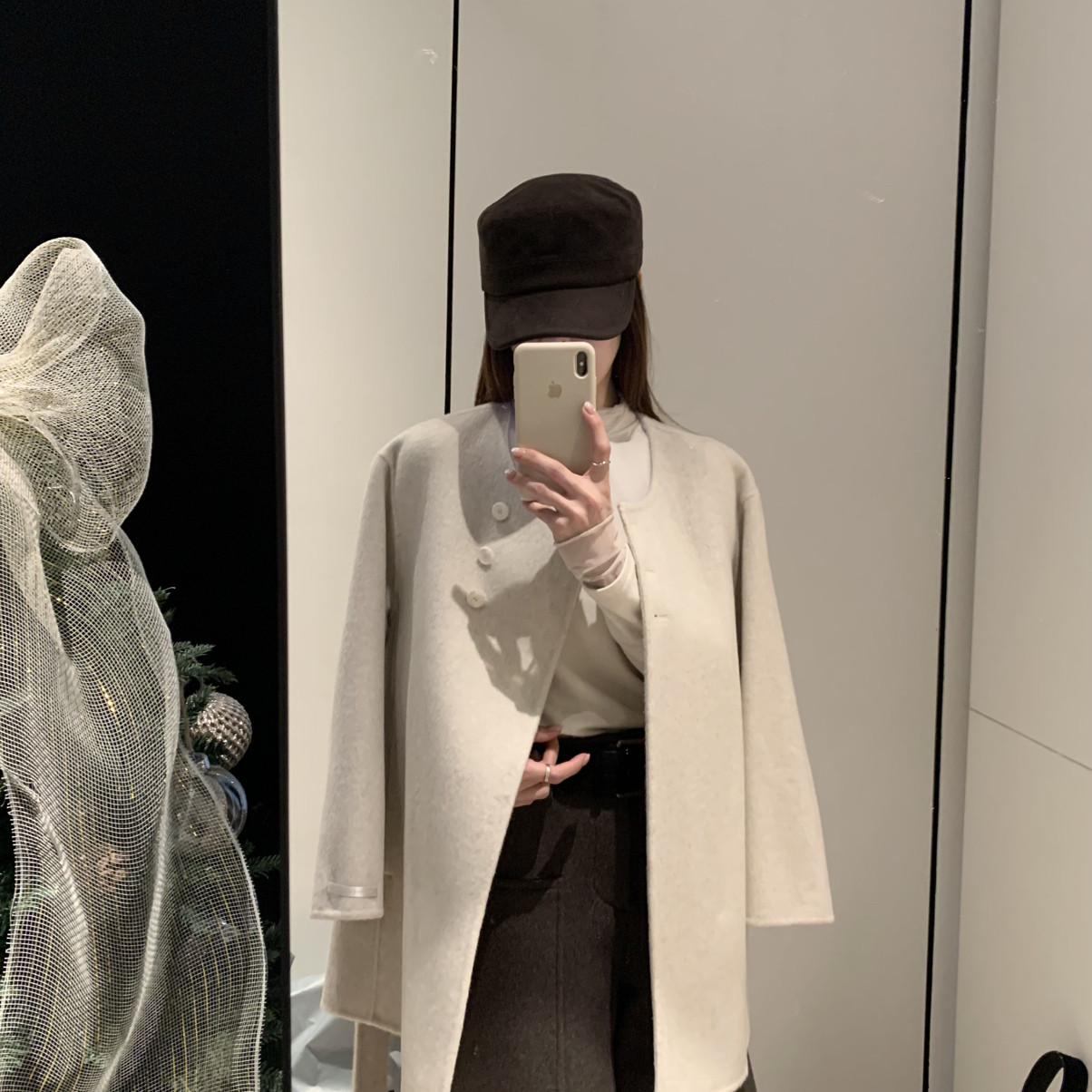 拿铁-意叠穿～韩系简约三粒扣显瘦款羊毛外套(配腰绳)（含100澳毛,女装/女士精品,羽绒服,淘宝优惠券,粉丝福利购,淘宝优惠卷