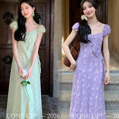 UONE-26年早春法式气质度假风荷叶边连衣裙265389