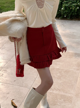 FEIMAO（YIMAO）-早春甜辣风蕾丝拼接长袖T恤褶皱花边性感修身小