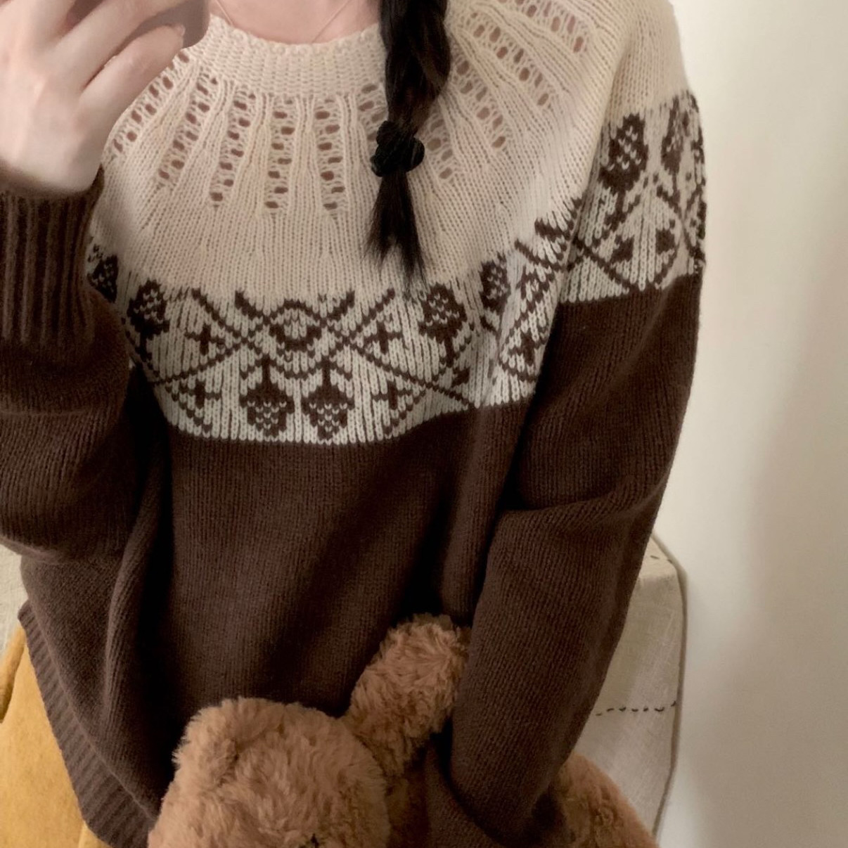 TOMORROW-毛抢售完不补费尔岛镂空羊毛套头保暖毛衣（含100绵羊毛,女装/女士精品,毛针织衫,淘宝优惠券,粉丝福利购,淘宝优惠卷