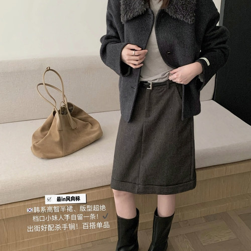 拿铁-职场本命H型百搭显瘦半身裙(配腰带)(含安全裤)YS1-8263A10