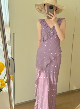 YOOMINI-边波点绣花气质素雅轻盈背心长裙26年夏连衣裙Y11371-SH