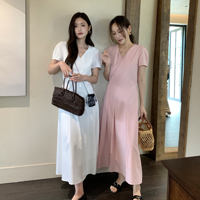 F.THREE三姐妹-简单干净高级感优雅气质收腰连衣裙(配包包)91077