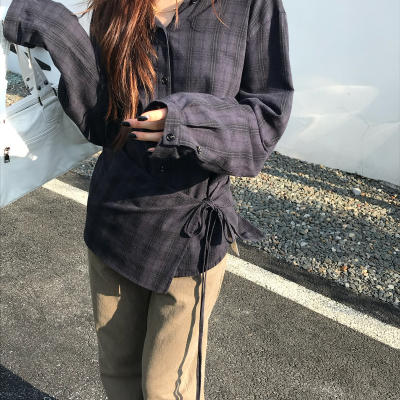TABLE-众设计感宽松长袖叠穿衬衣上衣外套衬衫(配屁帘)1101-衬衫