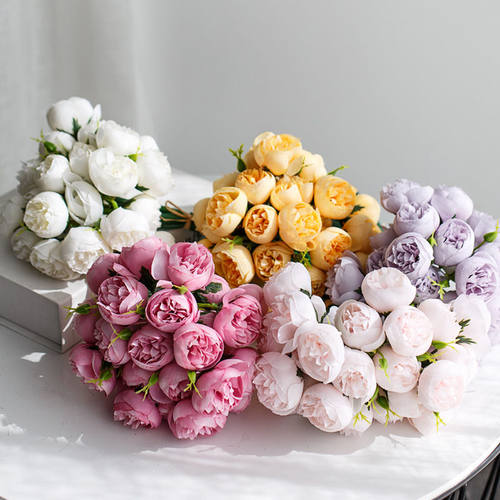 牡丹花手捧花仿真花束家居装饰插花摆件假花仿真花级感逼真摆设