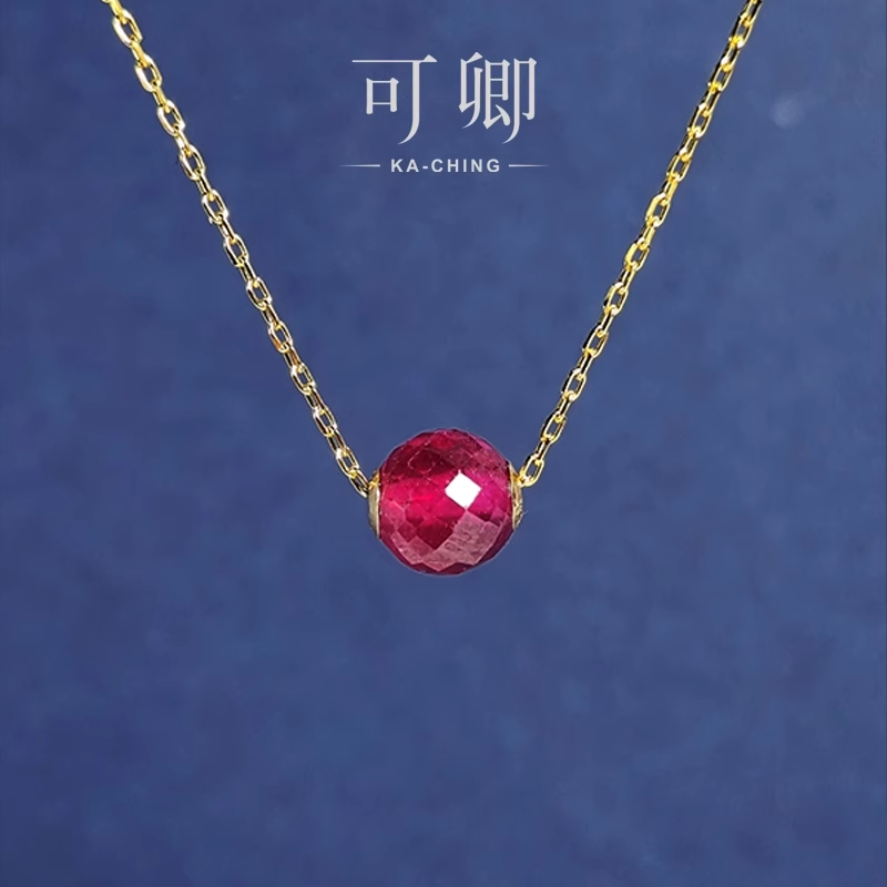 红宝石路路通吊坠女18k金手定制