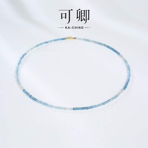可卿珠宝海蓝宝项链18k金