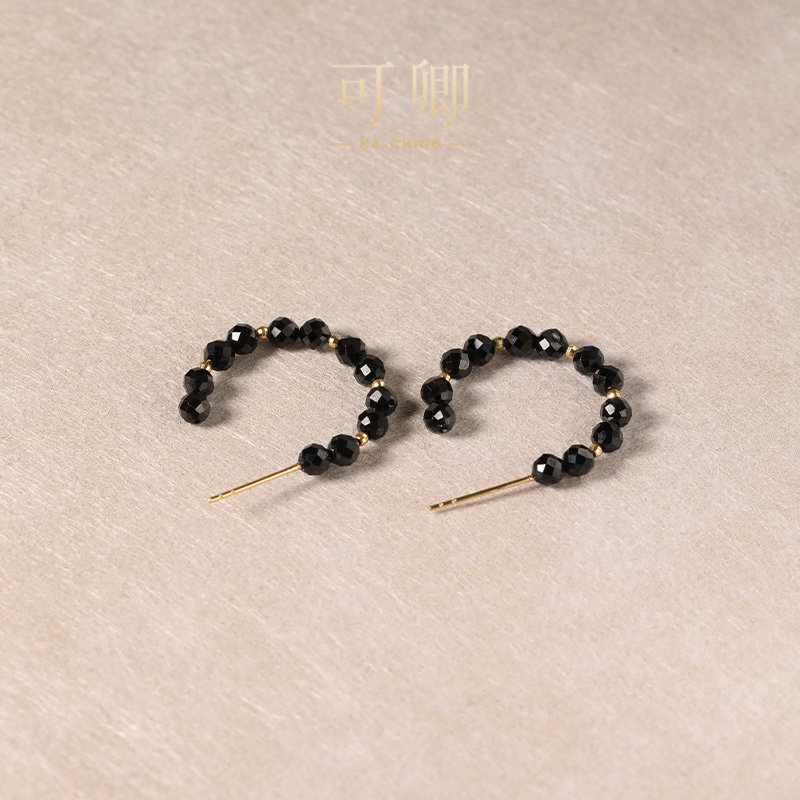 可卿珠宝 墨薇 尖晶石耳饰18k金设计款耳圈刻面,珠宝/钻石/翡翠,耳饰,淘宝优惠券,粉丝福利购,淘宝优惠卷