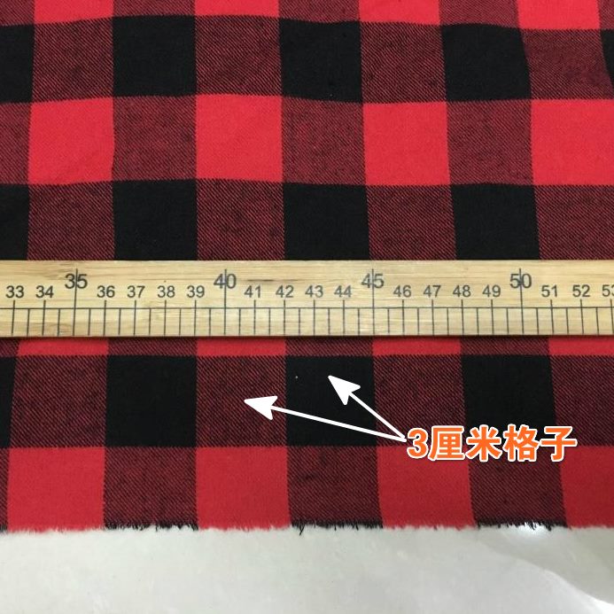 高档格子全棉毛格子衬衫裙面料装春秋布料休闲女衬衫黑白磨黑红套