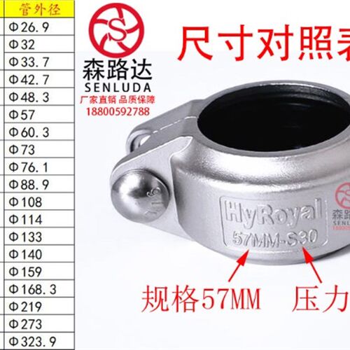 30kg不锈钢304拷贝林卡箍DN20-300膜壳考贝林沟槽管箍抱箍卡箍