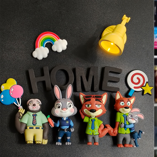 2025新款 3D创意公仔 卡通动漫疯狂动物城冰箱贴磁贴尼克朱迪兔个性