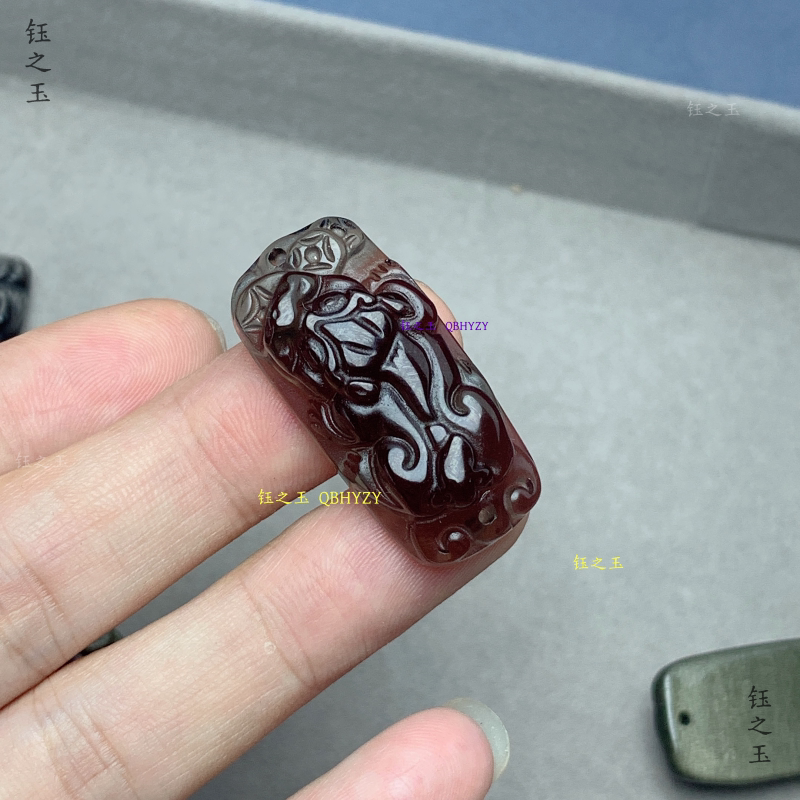 冰种黑曜石手链貔貅配件diy男