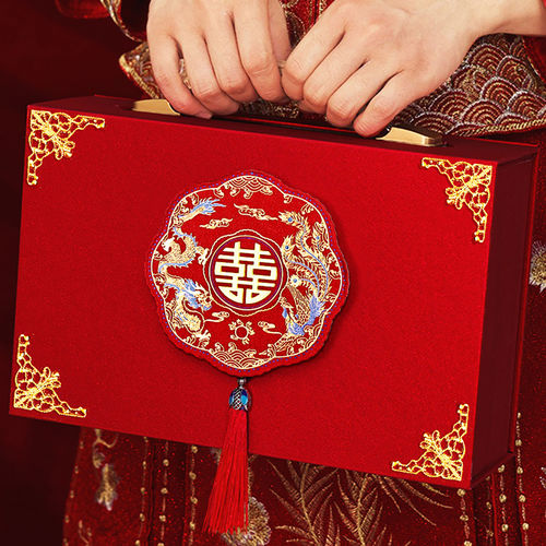 彩礼现金礼盒礼金盒彩礼盒子钱盒子订婚布置装饰结婚高档用品大全