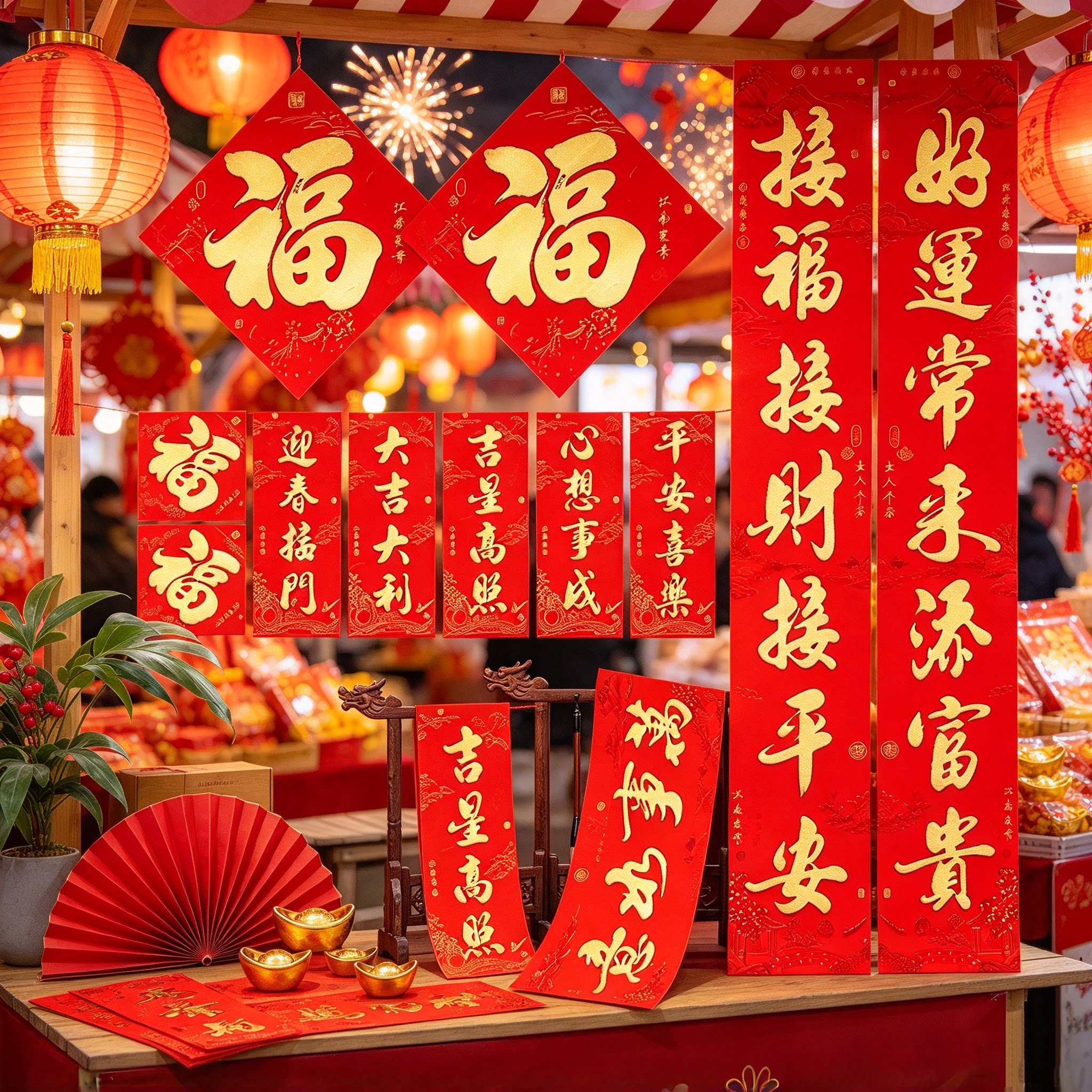 2027新款春节书法对联大门福字门贴套装家用新年过年装饰羊年春联