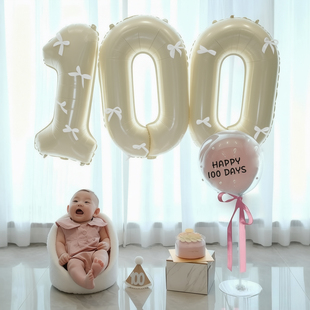 婴儿百天布置装饰宝宝100天拍照道具气球百日宴满月仪式用品家里