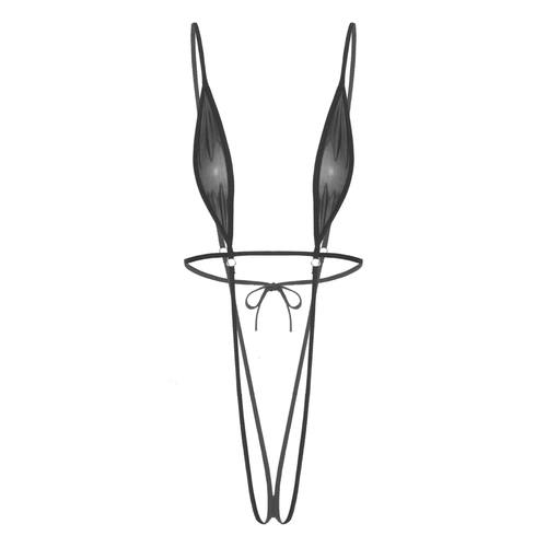 ace-up Bathing Suit Sheer Mesh Crotchless Bodysuit Slingkini