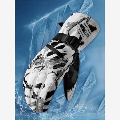 Ski gloves plus velvet waterproof and windproof men and wome