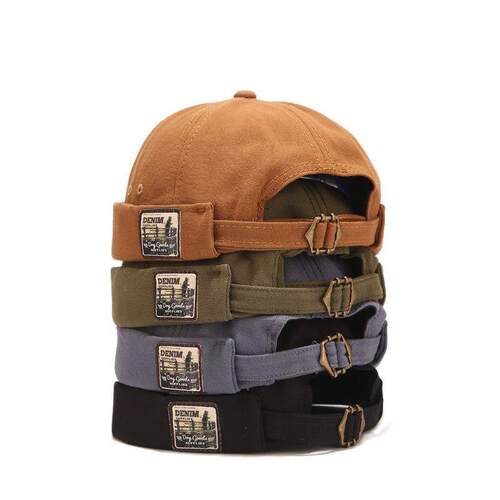 Vintage Docker Cap Brimless Hat Breathable Beanie Hats Cotto