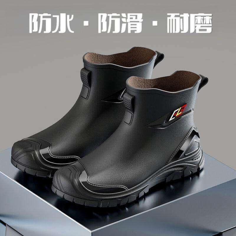 日本雨鞋男款防水防滑雨