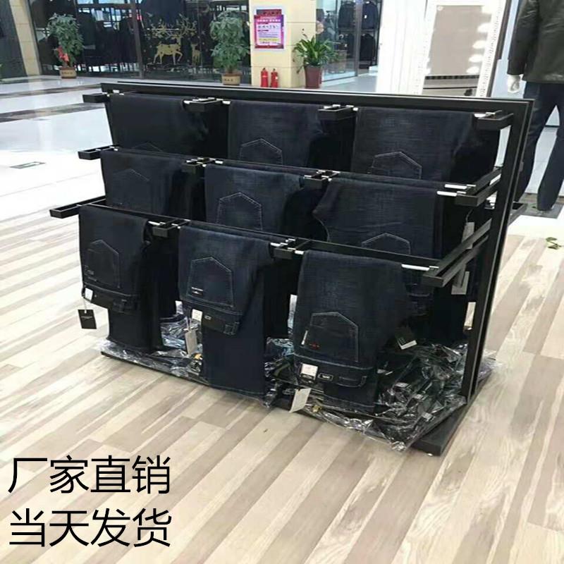 服装店移动裤子货架男女落地式双面多层陈列展示架铁艺裤台中岛架