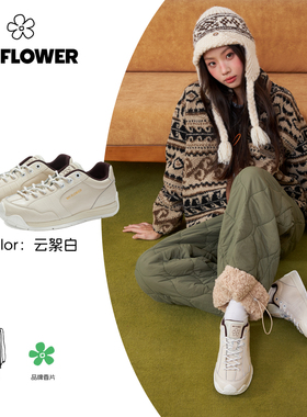 We flower云絮白阿甘鞋冬季皮面保暖户外通勤休闲运动鞋时尚潮鞋