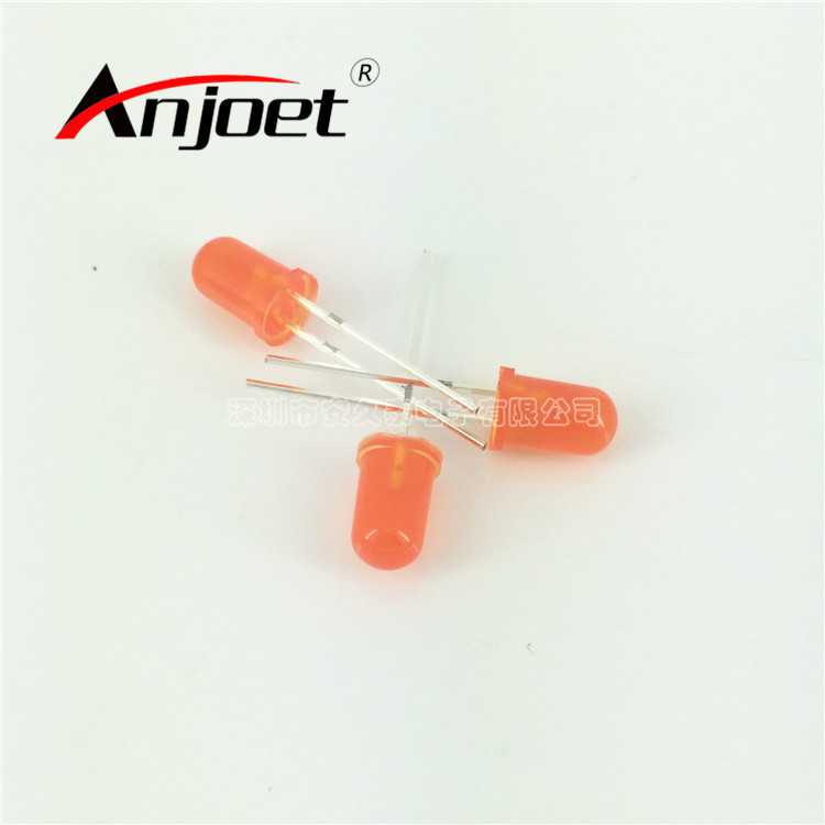 5MM/F5橙发橙 直插LED发光二极管 橙色灯珠橙光橙灯 圆头短脚