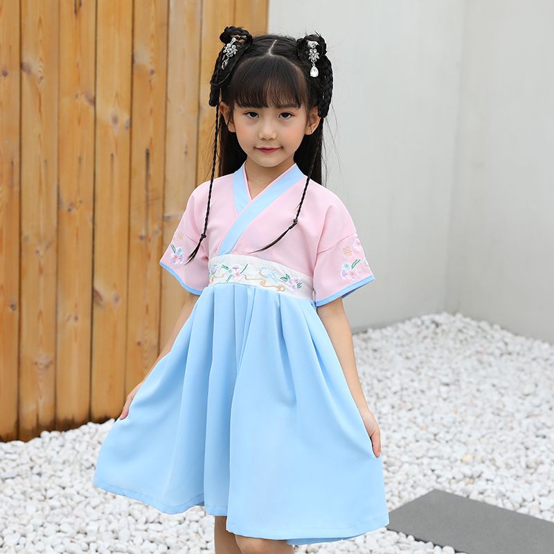 女童汉服夏季2025新款古装超仙连衣裙儿童古风唐装襦裙夏装裙子女