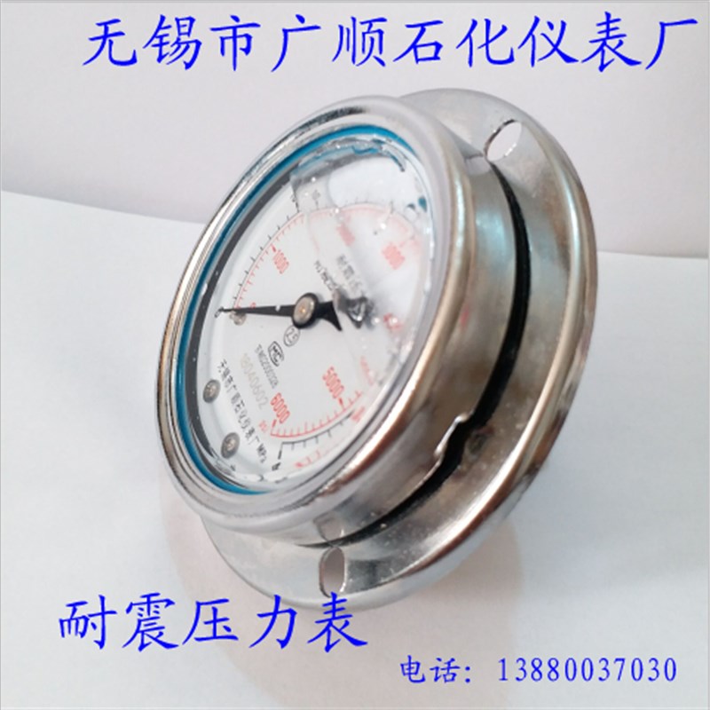 无锡市广顺石化仪表厂YN60ZT 轴向带边耐震压力表 SM14*1.5抗震