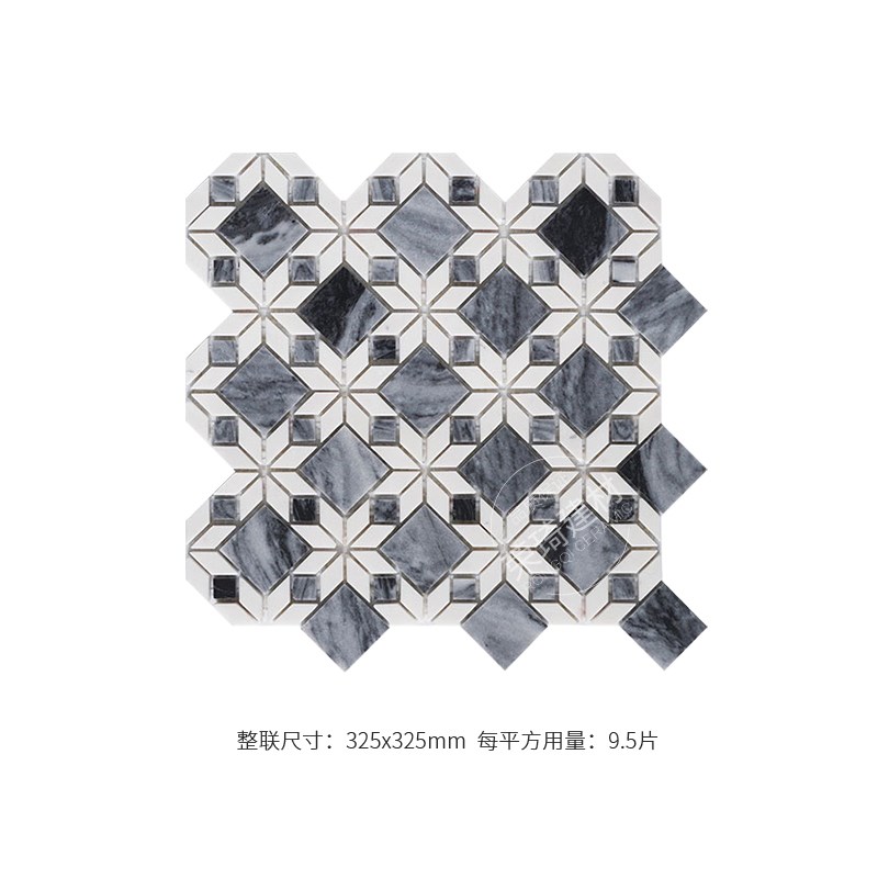 复古天然石材大理石马赛克拼花墨绿色酒店墙地砖别墅卫生间瓷砖