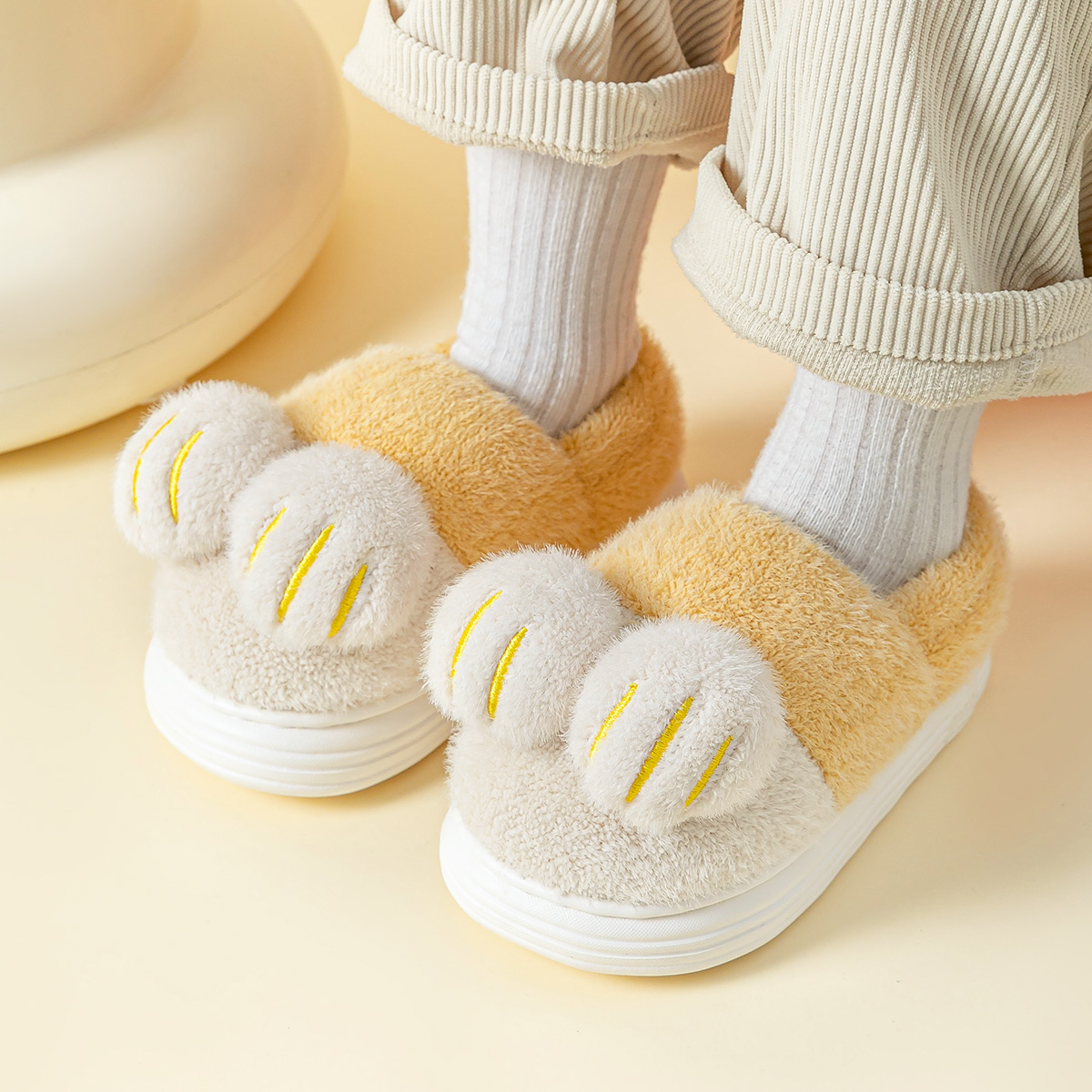 儿童棉拖鞋女童秋冬季新款室内家居保暖卡通中大童毛毛拖鞋女