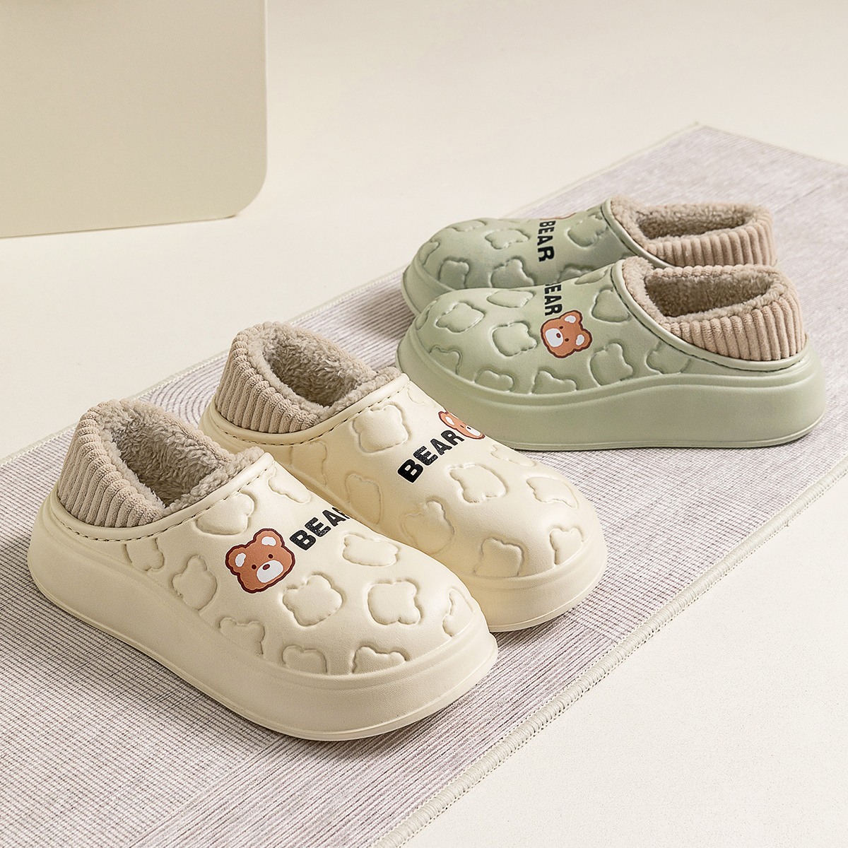 防水棉拖鞋女士秋冬季新款室内家居防滑包跟厚底外穿棉拖男冬