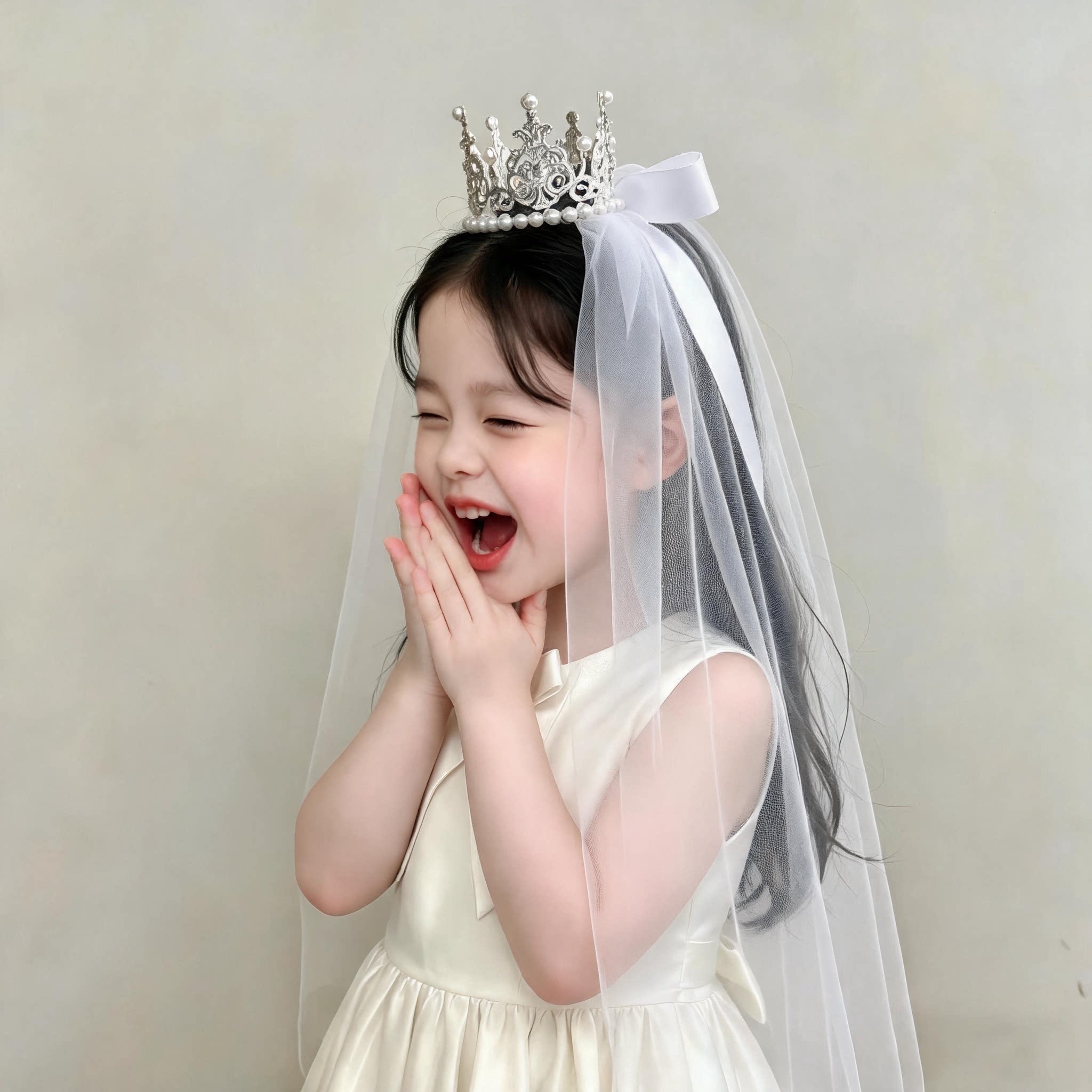 女童生日公主皇冠头纱发箍超仙图片