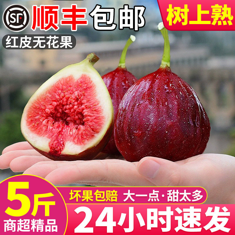 【顺丰】无花果鲜果5斤新鲜现摘水果青红皮大果一级当季整箱包邮