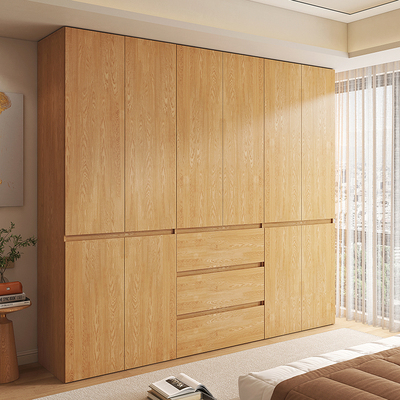 全实木橡木ENF级定制衣柜家用卧室分割式原木风大人衣橱2025爆款