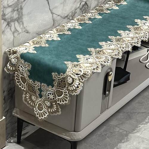 茶几电视柜桌布桌旗防水欧式装饰巾美式化妆台美甲长条纯色防尘罩