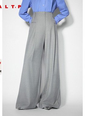 SALT.P可颜浅灰色高腰阔腿裤女宽松西裤2025冬新款AC35520120