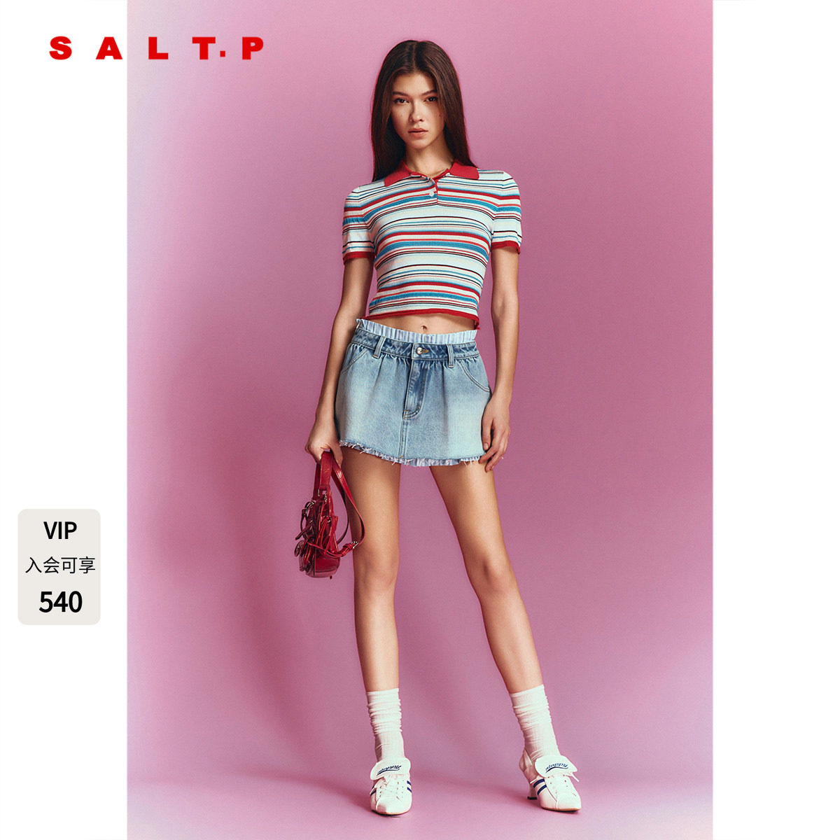 SALT.P可颜撞色翻领polo短袖针织女夏季2026年新款AC36206170图片