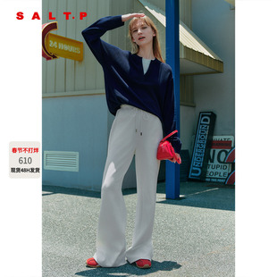 SALT.P可颜2025秋新款白色休闲裤松紧腰运动卫裤阔腿裤AC35320080