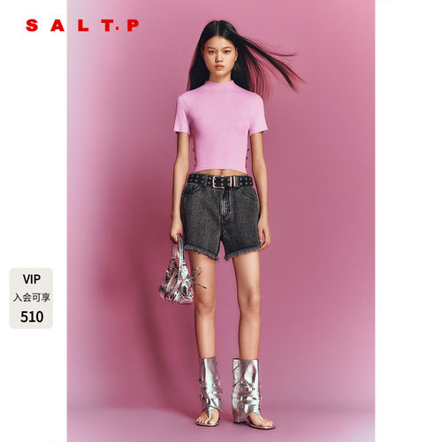 SALT.P可颜马卡龙半高领针织短袖女短款2026年夏季新款AC36206140