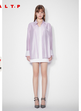 SALT.P可颜2025春新款粉紫色天丝长袖衬衫女防晒外搭