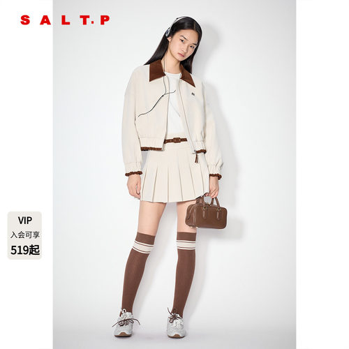 SALT.P可颜【蔡文静同款】翻领短外套女/百褶裙短款AC35310200