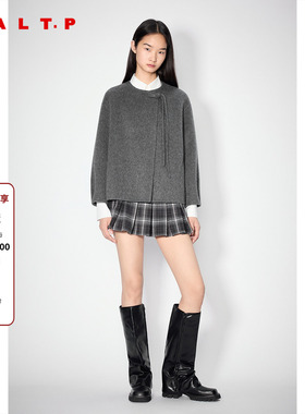 SALT.P可颜灰色羊毛驼绒新中式盘扣毛呢外套女2025新款AC35310330