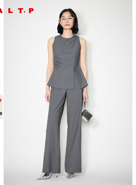 SALT.P可颜2025夏季新款职场海妖风灰色阔腿裤长款