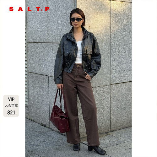 SALT.P可颜【环保PU皮】漆皮工装皮衣外套女2025秋新款AC35310170