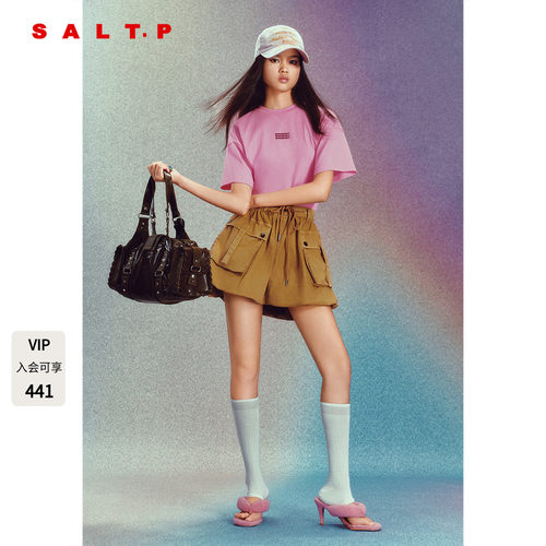 SALT.P可颜辣妹风粉色收腰短袖T恤女2026夏季新款AC36260140