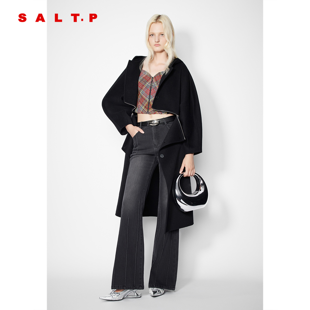 SALT.P可颜 一衣两穿 拉链羊毛双面呢大衣女2025冬新款AC35580120